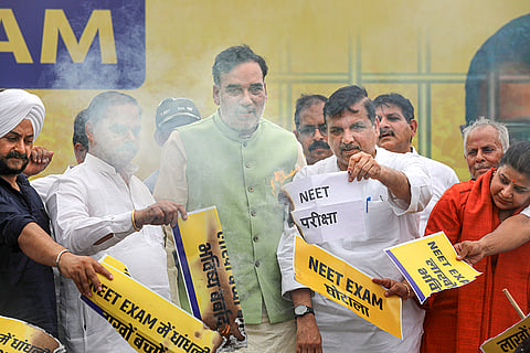 Protest against alleged irregularities in NEET result